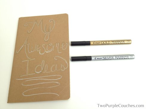 paint-pen diy notebooks -- TwoPurpleCouches.com